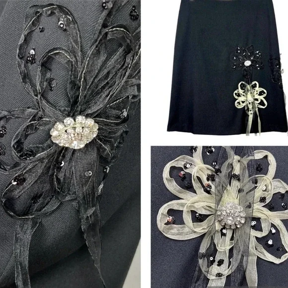 Ruth by Anthropologie skirt with ribbon appliqué flowers - size 4 - Picture 10 of 15